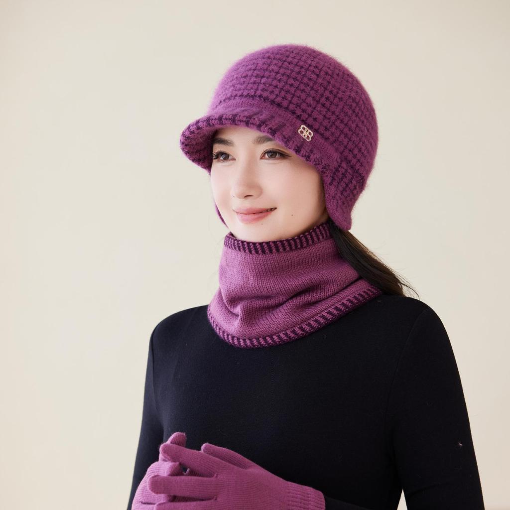 Rabbit Duck Tongue Knitted Hat Warm Fleece Ear Protector Wool Hat New Middle-aged and Elderly Hat Women's Autumn and Winter