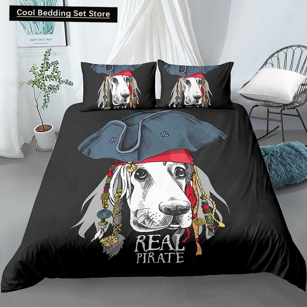 Cartoon Dog Duvet Cover King Queen Funny Pet Puppy Head Printed Bedding Set For Kids Teens Adults Animals Polyester Quilt Cover