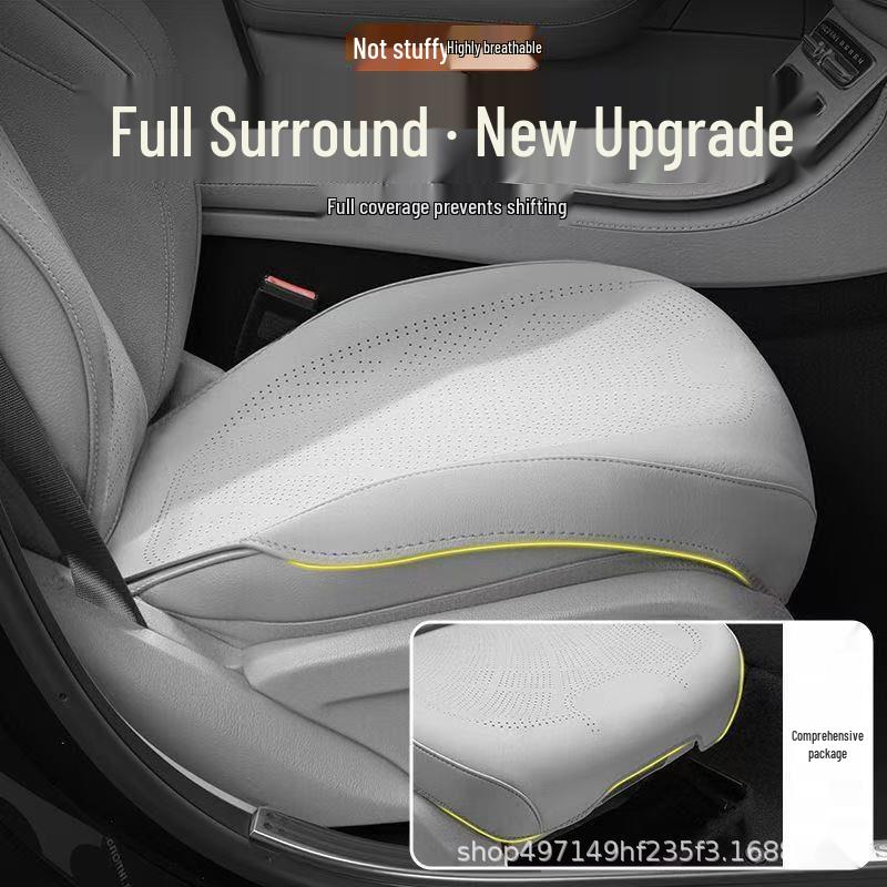 Lantu Universal Car Seat Cushion - Breathable Nappa Leather for All Seasons (Free/Zhiyin/Mengxiangjia/ZhuiGuang)