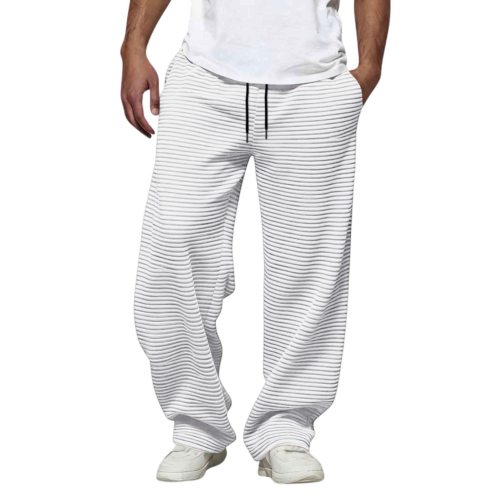 

Men s Relaxed Fit Stretch Waist Drawstring Lightweight Breathable Casual Pants XL белый