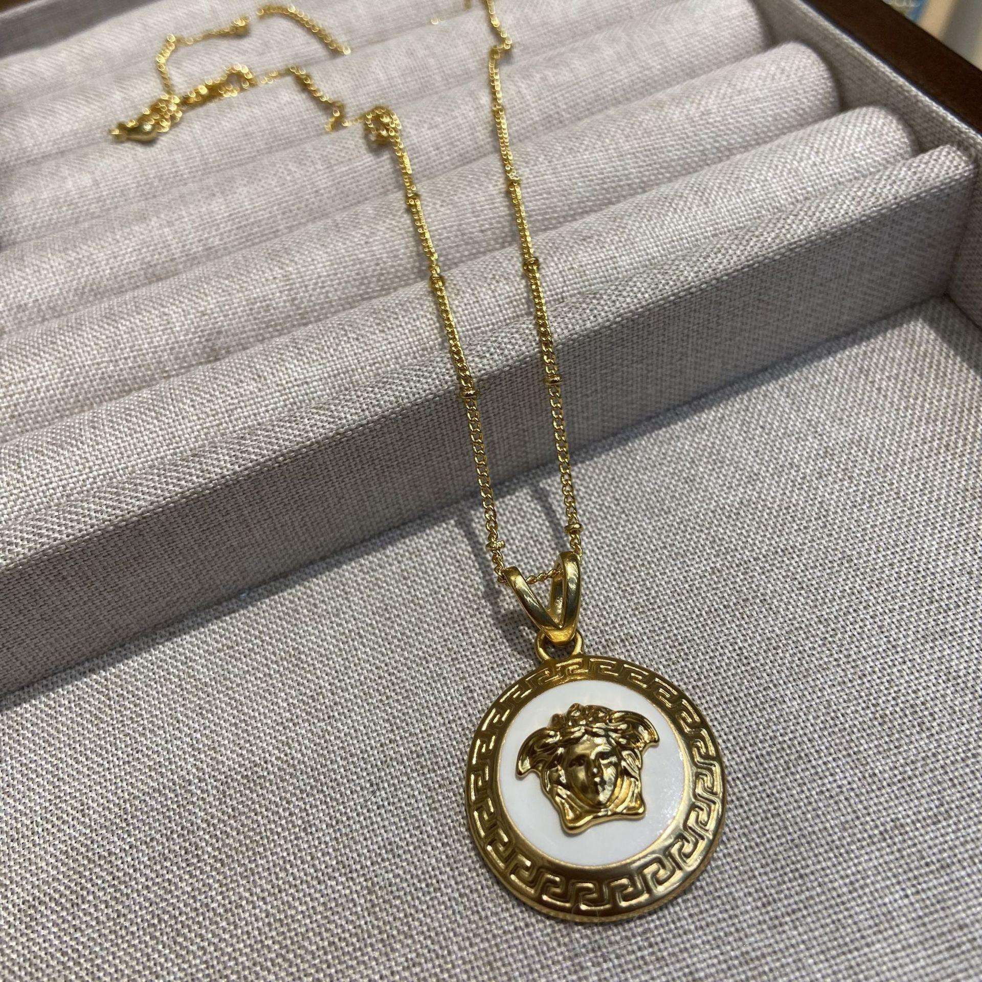 

Новые эмалевые капельки масла в виде веера, семейный портрет, серьги, ожерелье с монетой в виде головы Медузы, медное покрытие из настоящего золота