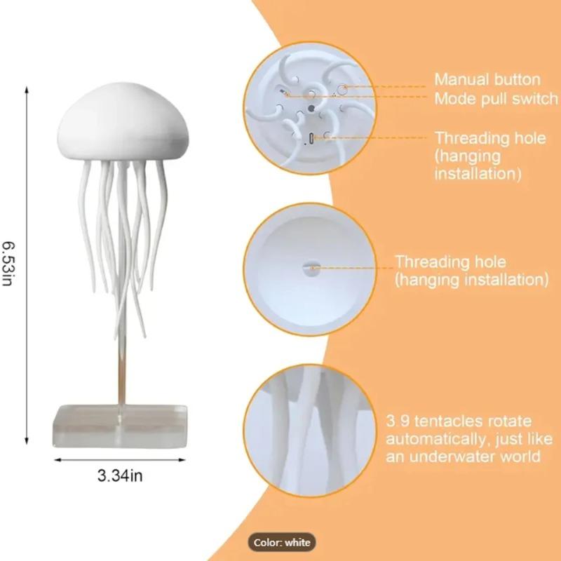 Cartoon Dancing Jellyfish Night Light RGB Gradient Color Bedside Lamp Voice Control Type-C Rechargeable LED Night Light for Kids Bedroom Home Decor