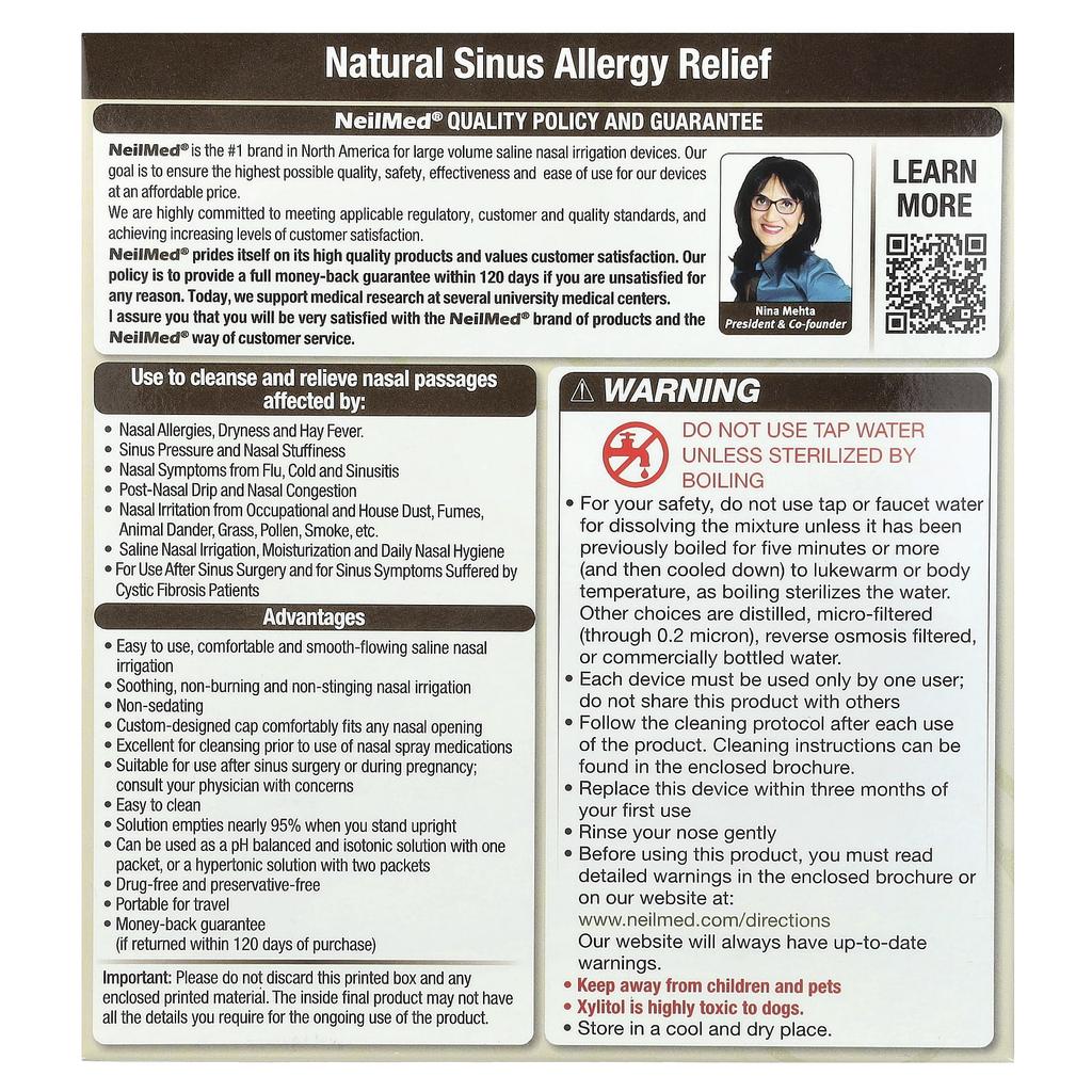 Sinus Rinse, Xylitol, Sinus Rinse Kit, 2 Pieces