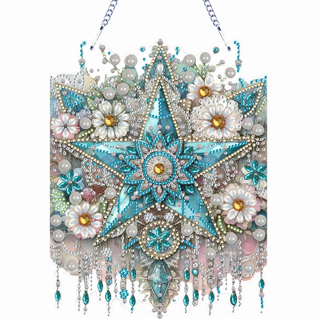 Flower 2D Flat DIY Special Shape Hanging Diamond Art Kits Diamond Painting Set Diamond Art Pendant Wall Decor for Home & Windows