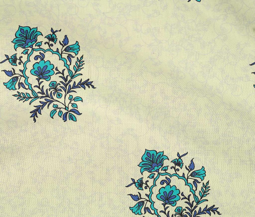 oneOone Cotton Flex Light Gray Fabric Leaves & Floral Block Dress Material Fabric Print Fabric By The Yard 40 Inch