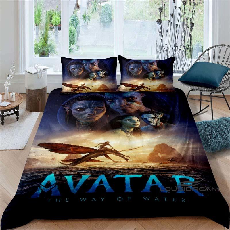 The Avatar: The Way of Water Print Bedding Set Includes 1 Duvet Cover and 2 Pillowcases, Offering Luxurious Comfort.