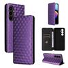 Cubic Grid Texture Flip Leather Phone Case