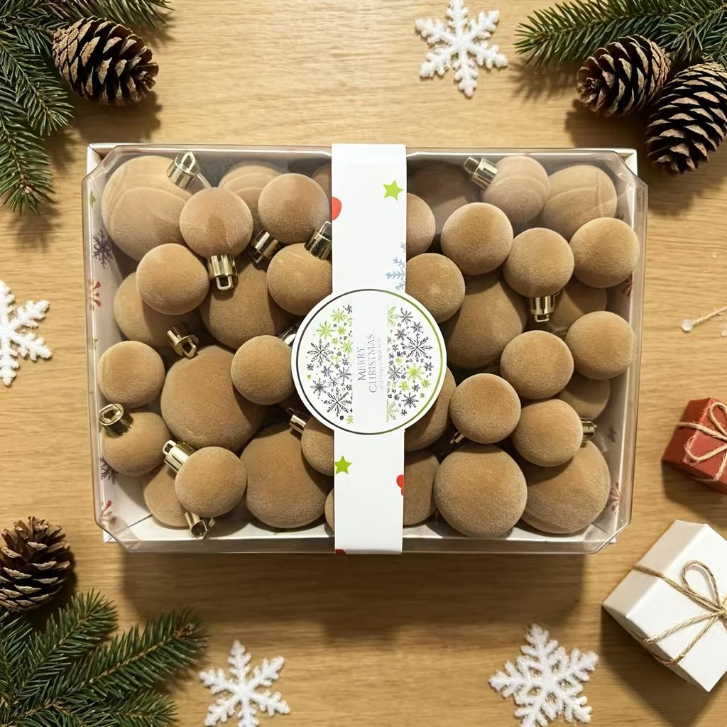 42-teiliges Beflocktes Weihnachtskugel-Schmuckset Weihnachtsbaum-Hängekugeln Dekorationen Party Haus Weihnachtsbaum Deko