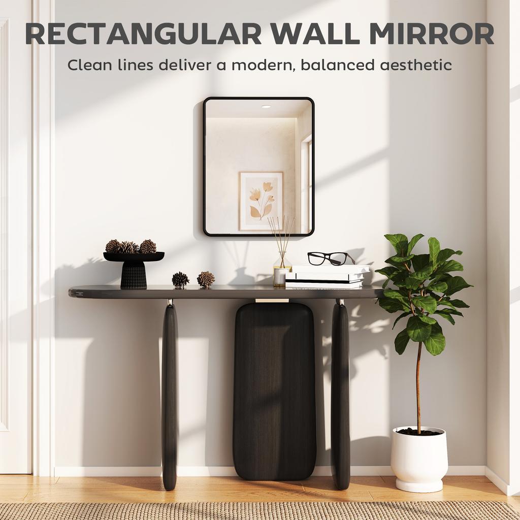 Rectangular Wall Mirror with HD Glass - Black