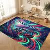 Neon Colorful Theme Crystal Velvet Floor Rug Personalized Custom Name Text Warm Carpet Home Decoration