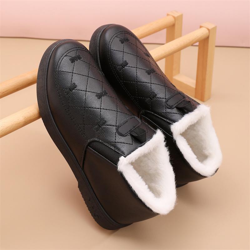 Cotton Shoes Women's Winter Velvet Wear-resistant Doudou Shoes Waterproof and Warm Black Shoes Mother Cotton Boots