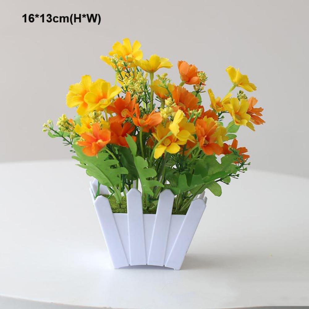 10 Styles Artificial Flowers Plastic Fake Flower Potted New Simulation Plant  Home Decor
