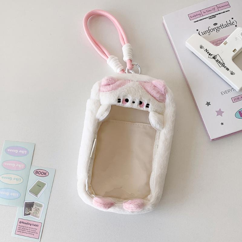 Cartoon Plush Doll Dustproof Storage Bag Doll Display Bag With Keyring Mini Mystery Box Dolls Organizer Pouches For 15Cm Doll