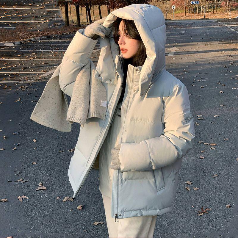 Winter Short Down Jacket Women Loose Fit Thickened Warm Puffer Coat Casual Parka
