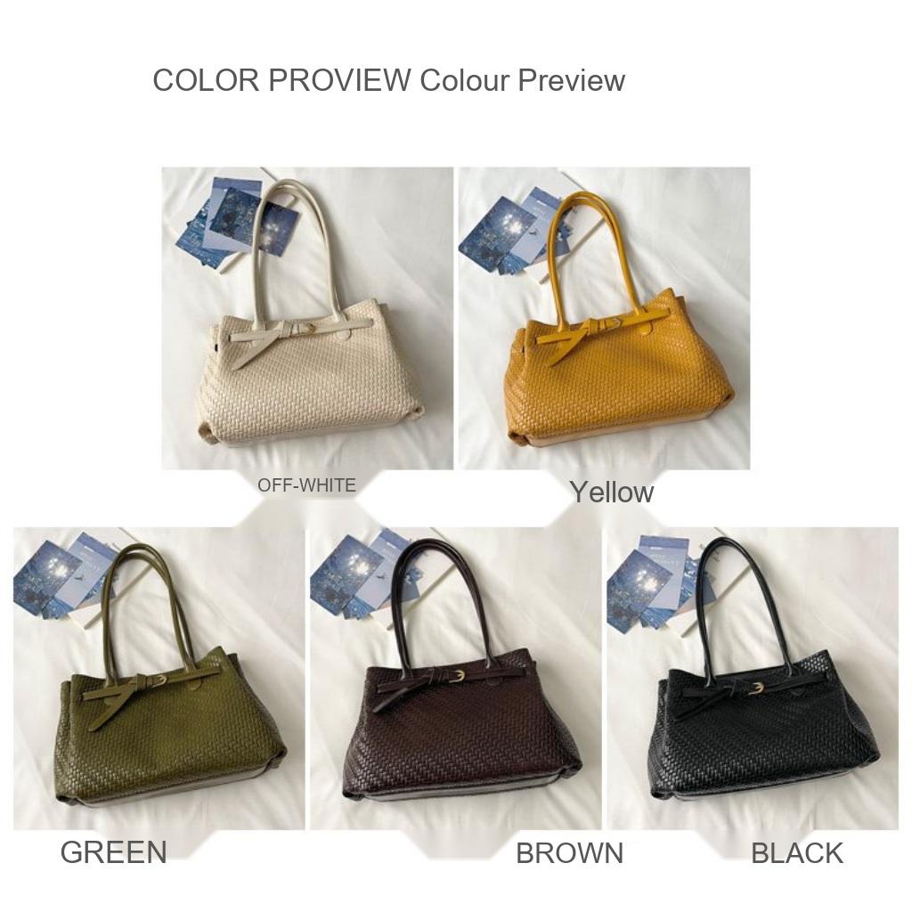 Xeie Thuk Tote Bag Women PU Woven Texture Handheld Shoulder Daily Commute