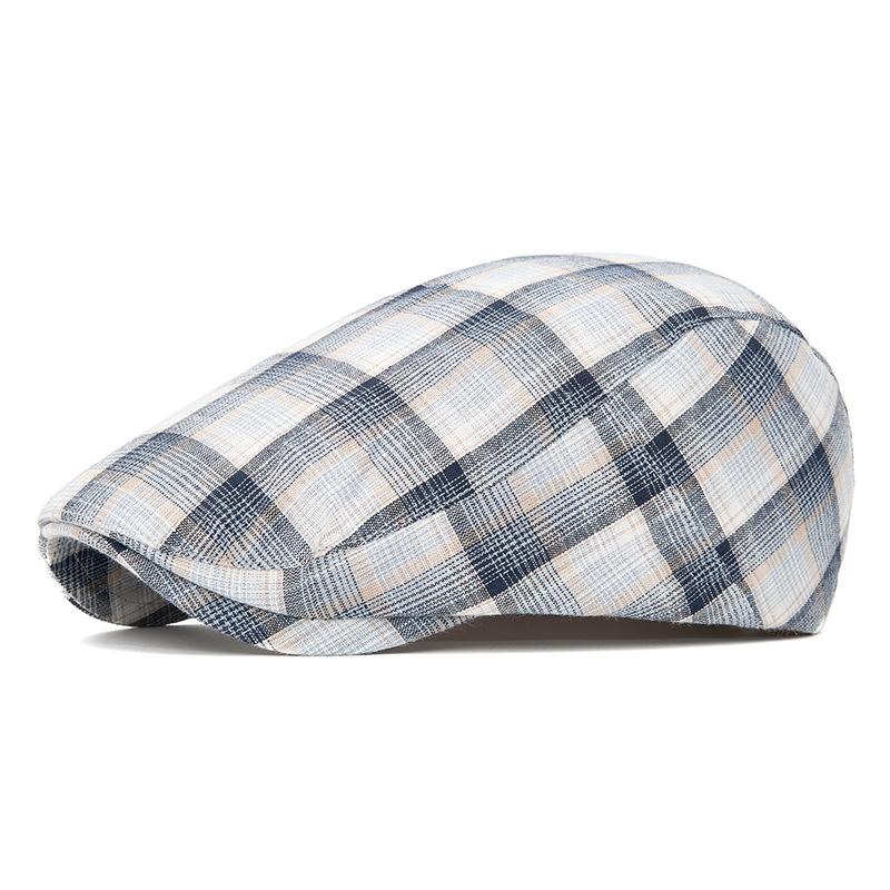 Plaid Beret Spring Summer Thin Men's Forward Hat Women's Newspaper Hat British Cap