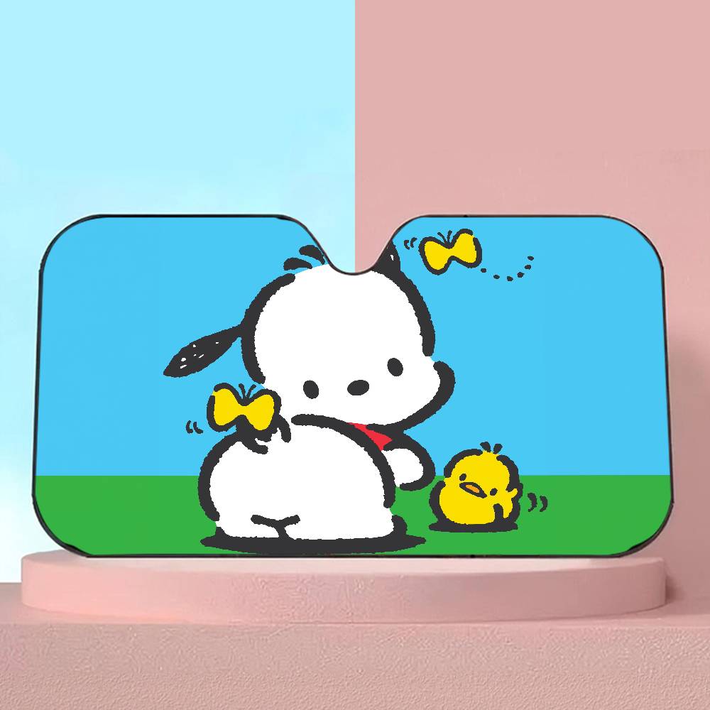 Cute Cartoon Puppy P-Pochacco Windshield Sunshade Anime Cute Car Front Windshield 70x130cm Sun Visor Heat Reflector
