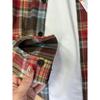 Women Checkered Shirts Contrasting Color Design Single Pocket Lapel Bloues Korean Loose Versatile Ladies Cardigan