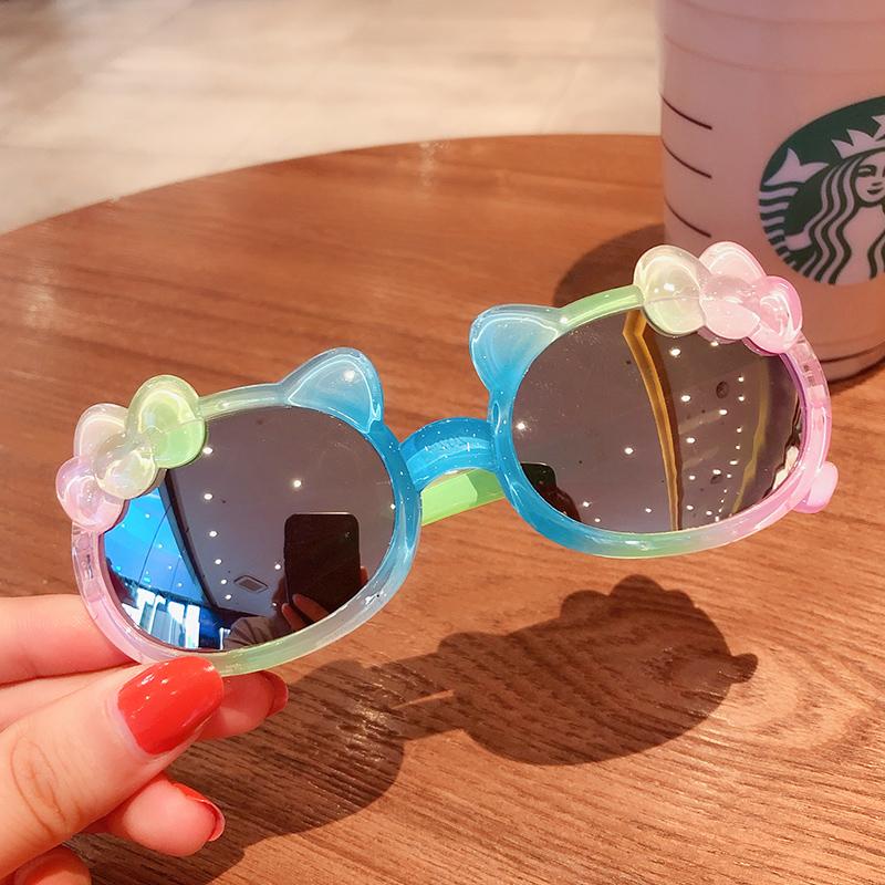 Boy Girl Cute Cartoon Bear Shape Fashion Round Sunglasses Children Vintage Sunglasses UV Protection Classic Kids Eyewear