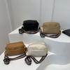 New Solid Color Multi-layer Women Sling Crossbody Bag Vinatge PU Leather Wide Strap Shoulder Bag