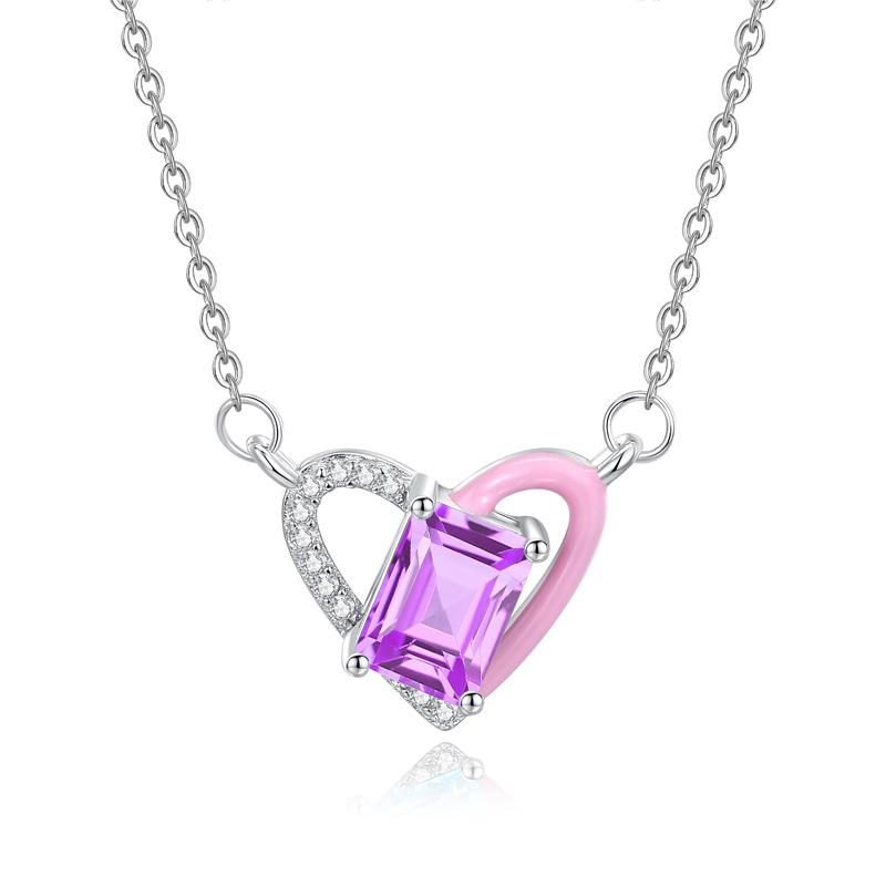 

Natural color treasure love enamel pendant s925 sterling silver non-fading necklace women s sugar cube high-end design collarbone chain jewelry gift