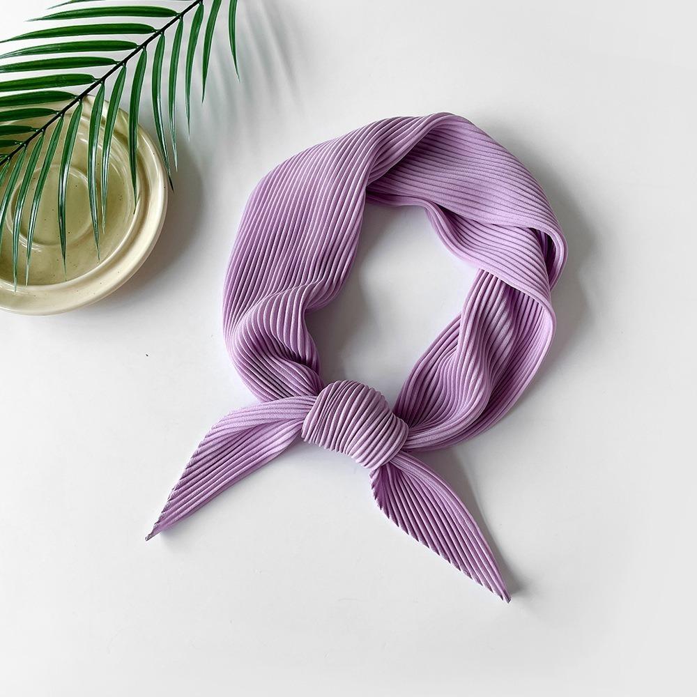 Soft Wrap Solid-color Bandana Hair Band Pleated Silk Scarf Fashion Chiffon Hair Scarf Girls