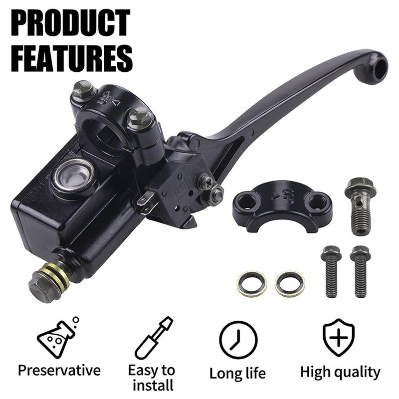 Right Hand Brake Master Cylinder Lever Front Master Cylinder Hydraulic Brake Lever Aluminum for Quad Moped Scooter Buggy Go Kart
