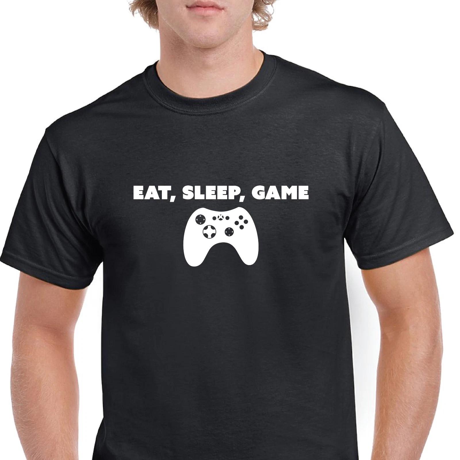 Eat Sleep Game Funny Gamer Xbox Video Game Black Mens Cotton T-Shirt S