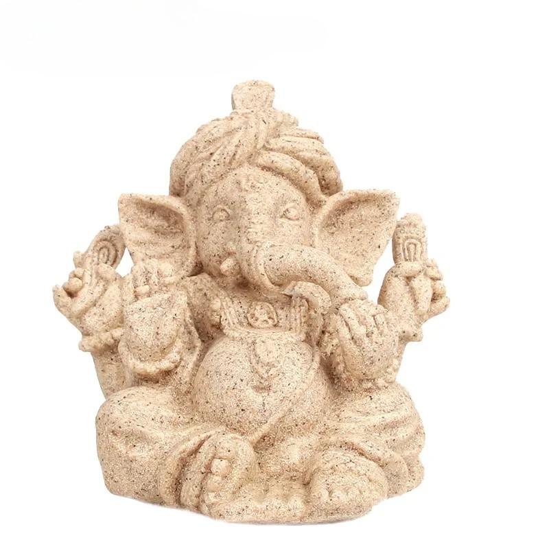 Sandstone Ganesha Statue Hand Carved Elephant God Sculpture Indian Divine Blessing Decor Yoga Meditation Altar Centerpiece