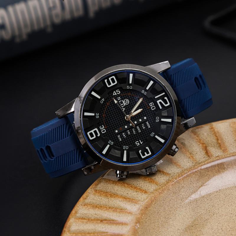 Silicone Band Men's Watch Casual Trendy Student Quartz Wristwatch Fashion Personality