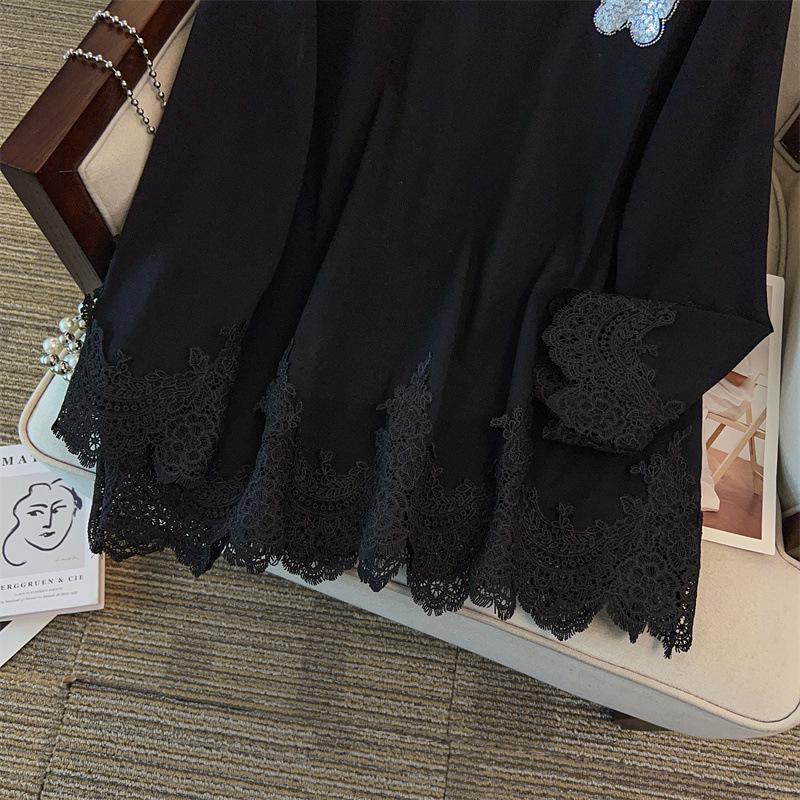 Haut de base tricoté ample à col rond pour femme grande taille, Tour de poitrine 150/160, Longueur moyenne (350-9136)