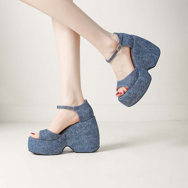 Krazing Pot Polyurethane Spring Autumn Size 43 Women Platform Super High Heels Women Round Toe Waterproof Pumps