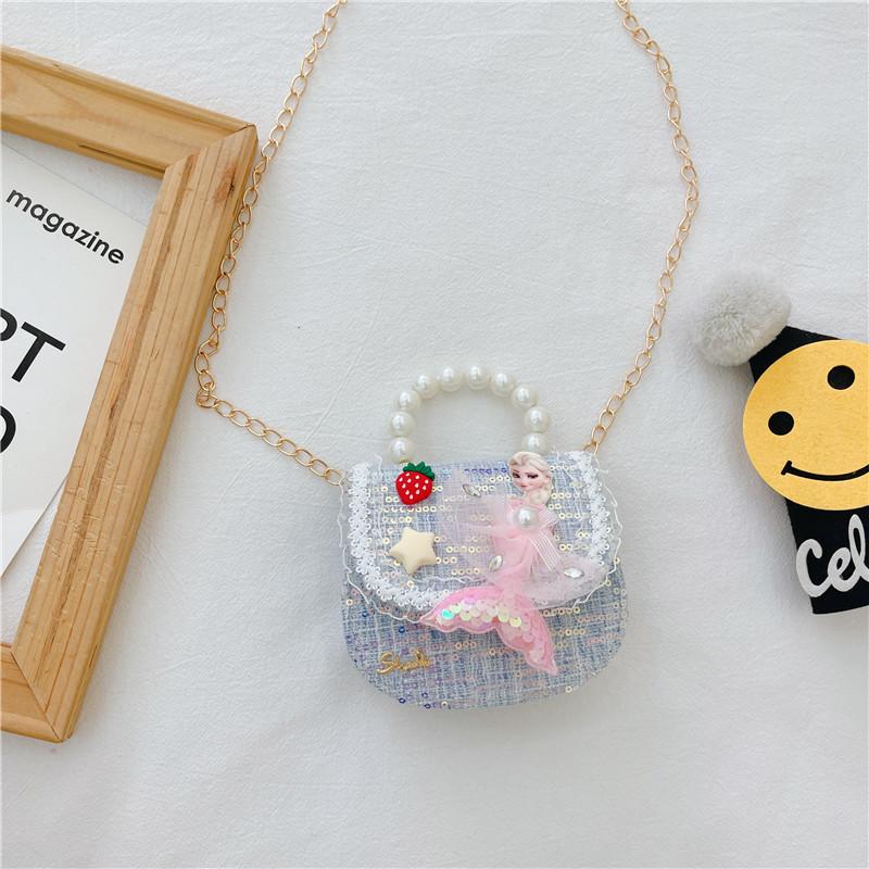 Entzückende Prinzessin Perlen Handtasche Für Mädchen Mini Pu Leder Umhängetasche