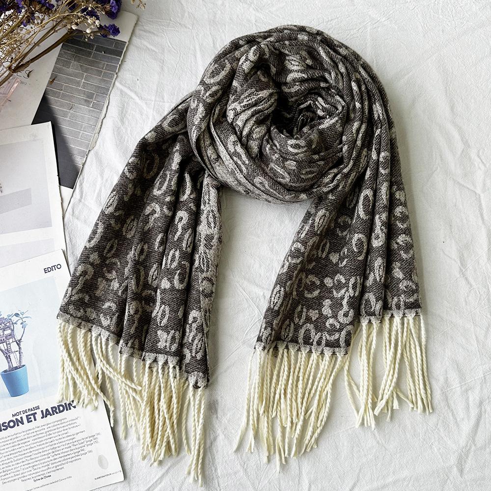 Winter Scarf for Women High End Fashion Houndstooth Shawl  Long Tassel Imitation Cashmere Men's Warm Scarf