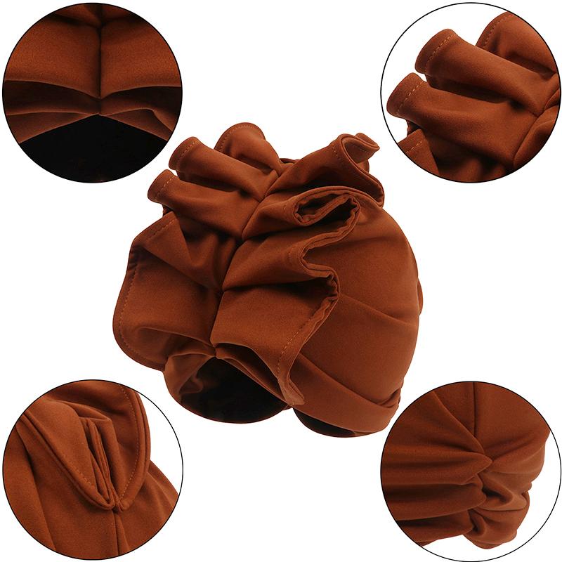1Pc Indain Hat New Pattern African Hat Fashion Lotus Leaf Edge Headscarf Elastic Solid Color Headscarf Muslim Women's