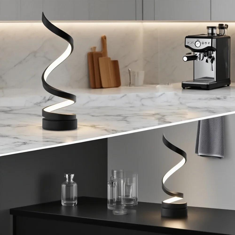 

Светодиодная спиральная настольная лампа с регулировкой яркости, подходящая для гостиной, спальни, кабинета, прикроватная лампа с регулируемой яркостью для офисного и домашнего использования чёрный