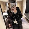 Polka Dot Knitted Sweater Women's New Autumn and Winter Stacked Wear Design Sense Slim and Thin Cardigan Long-sleeved Sweater Top