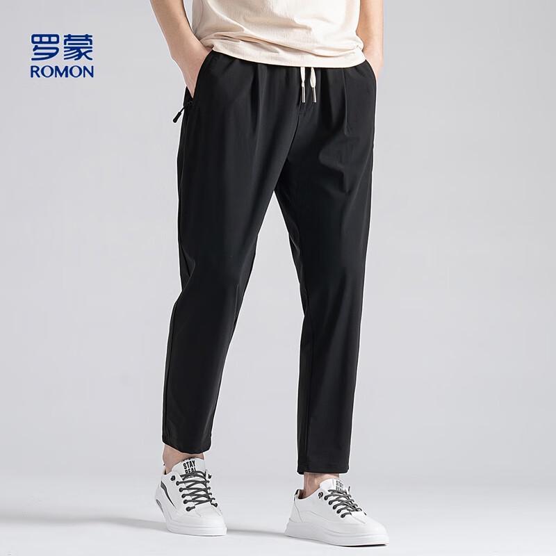 Luomeng Men's Summer Cool Feel Casual Capri Pants