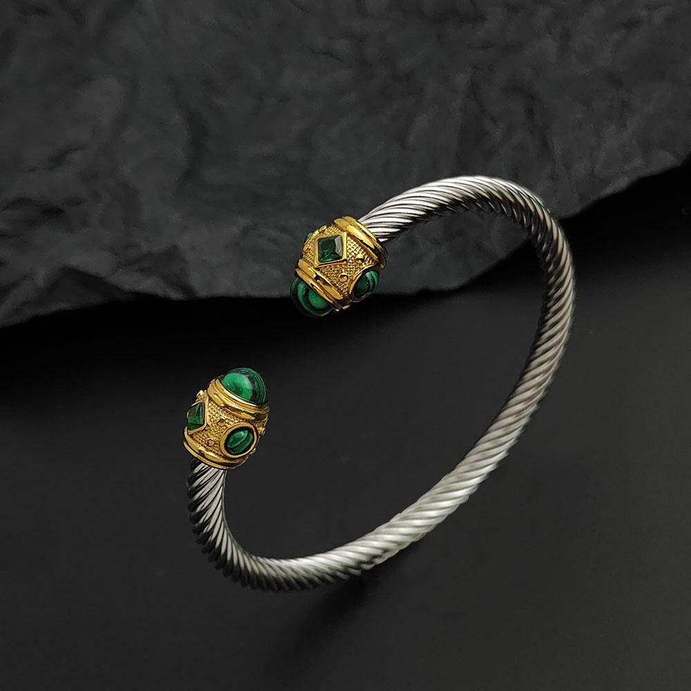 

Creative Wire Buckle Sapphire Gold-plated Stainless Steel Women s Bracelet, Waterproof and Rust-free, Couple Bracelet
