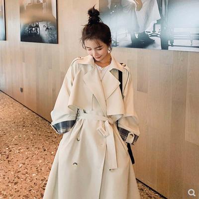 Spring and Autumn New Large Size Windbreaker for Fat Mm Women Long Over-the-knee Loose Tops for Fat Girls Loose Coats for Women