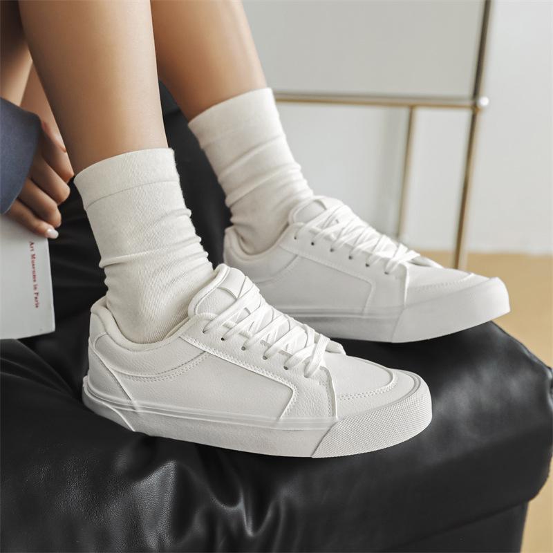 Men's canvas shoes 2025 new spring low-top microfiber leather surface trend versatile casual shoes white shoes