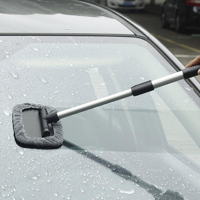 Extendable Windshield Cleaning Tool Extendable Handle Wiper Microfiber Pads Spray Bottle Set Car Window Wash Kit Strong