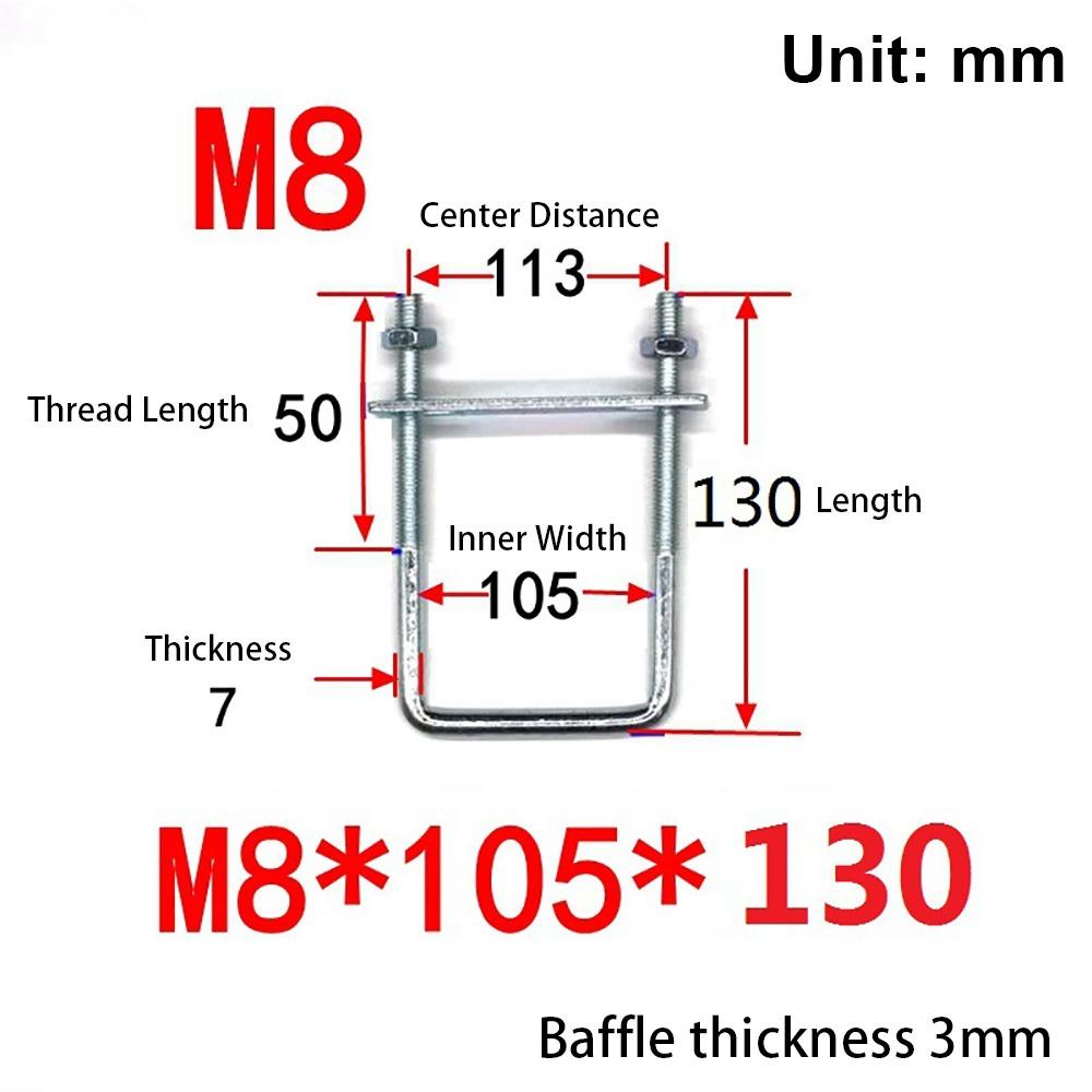 1Pcs With Baffle Pipe U-clamp Screws Right Angle U-bolt New Square Bolt for Square Tube