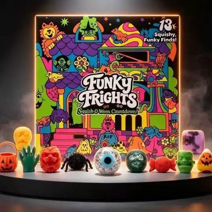 @Needoh Adventní kalendář / Funky Frights / Vánoce 24 Den 3D TPR Panenky Odpočet Rok Překvapení Dárky Pro Dospělé