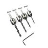7-Piece Adjustable Three-Point Woodworking Countersink Drill Set - High-Speed Steel for Precision Chamfering and Hole Drilling