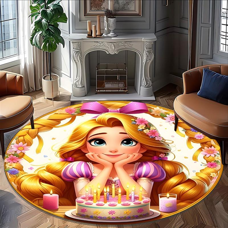 1pc Princess1 Carpet, Round Rug, Comfortable, Suitable for Entryways, Living Rooms, Office, And Bedrooms, Christmas Decoration