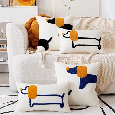 Vyšívaný Moderní Jednoduchý Polštář s Psem Povlak na Polštář Ins Větru Zvíře Roztomilý Pohovka Dětský Povlak na Polštář