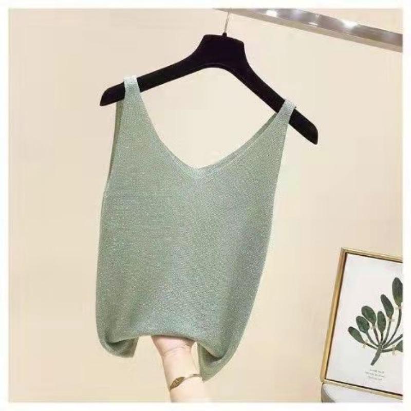 Ice Silk Women Tank Top Female Summer Loose Short Sleeveless Shirt Undershirt