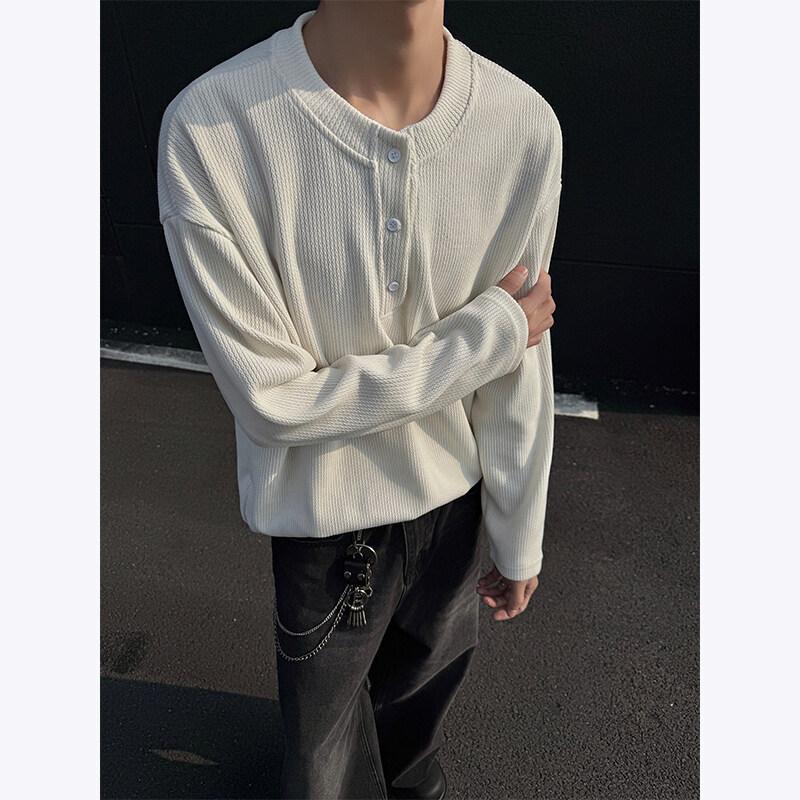 Texture Long Sleeved T-shirt, Men's Style, High-end In Spring and Autumn, Layered Inner Layer, Sweatshirt Base Layer, Autumn and Winter Inner Layer
