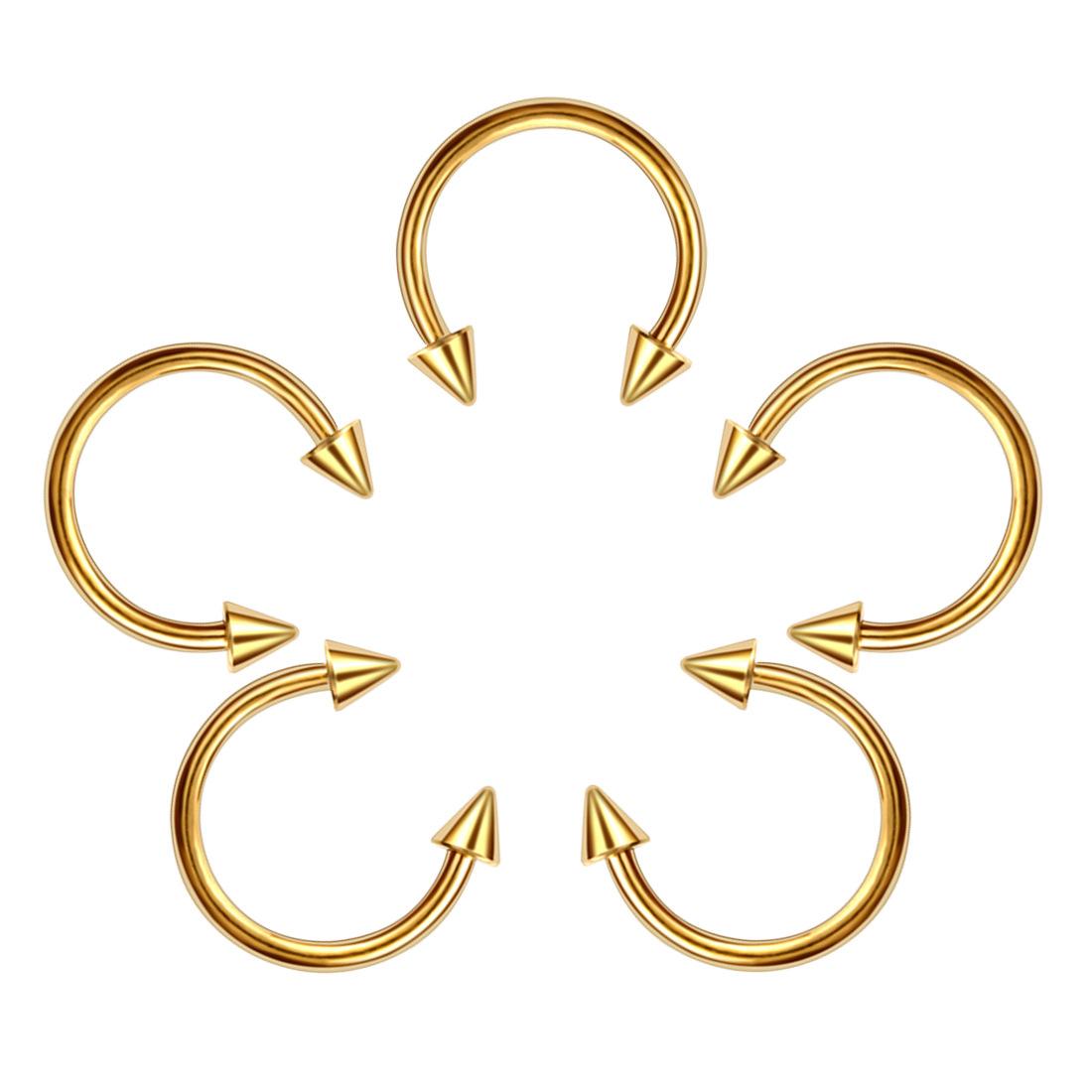 

Кольцо для носа из титановой стали, козелок, бесшовная хирургическая сталь, кликер, сексуальное украшение для тела, пирсинг, гвоздик для уха, перегородка, шарнирное кольцо для губ, лабрет, хрящ 1.2*8+3mm # Cone 03 золотой